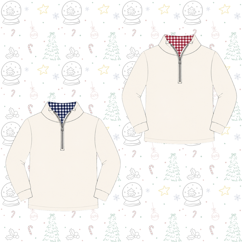 ADULTS Gingham Collared 1/4 Zips Pre-Order