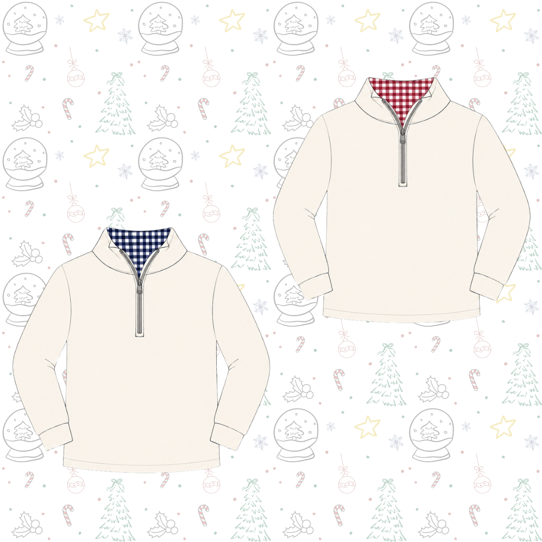 KIDS Gingham Collared 1/4 Zips Pre-Order