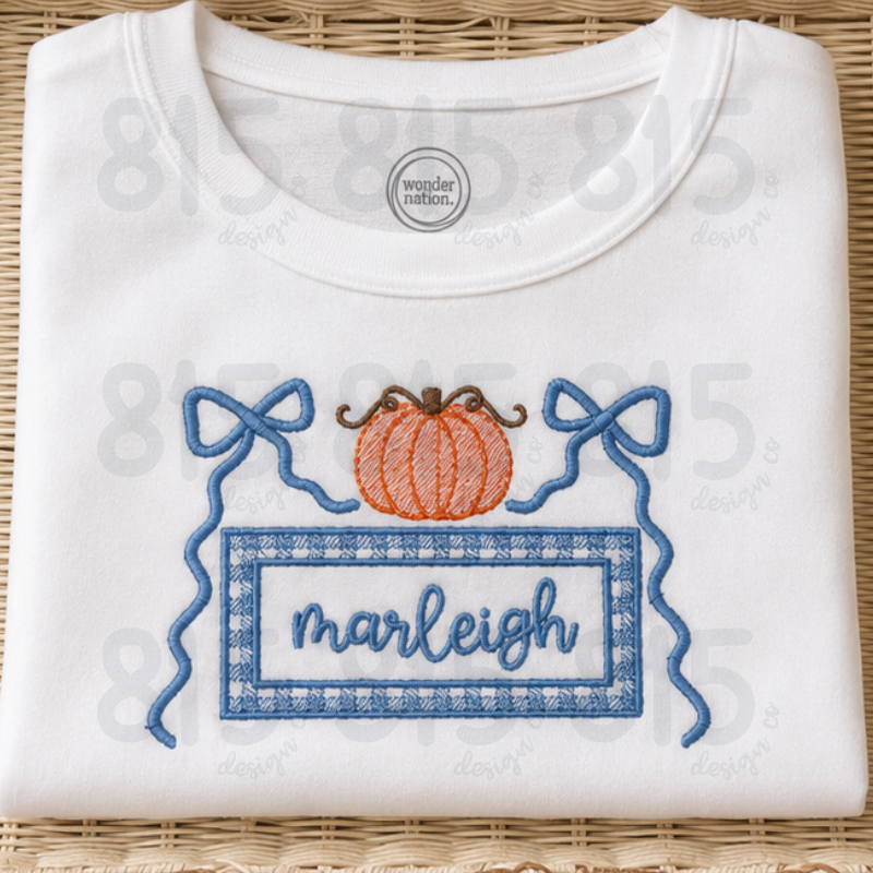 Gingham Pumpkin Monogram Frame
